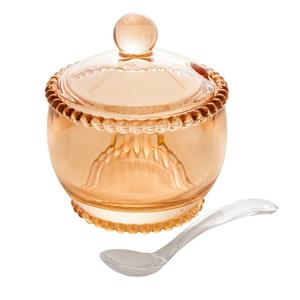 Açucareiro com Colher Rojemac Wolff Pearl em Cristal - Âmbar
