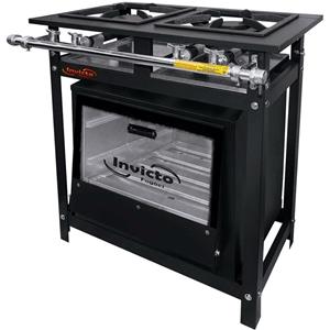 Fogão Industrial 2 Bocas Invicto Super Luxo com Forno Baixa Pressão - Preto