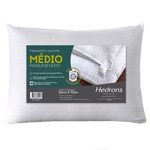 Travesseiro Hedrons Suporte Médio Maquinetado 100% Poliéster com Fibra de Poliéster
