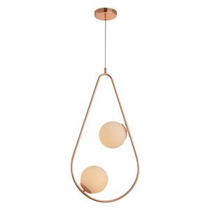 Luminária Pendente Avant Pérola Gota Duo em Vidro com 2 Lâmpadas Cobre Brilho - Bivolt