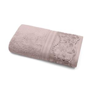 Toalha de Rosto Bouton Cristal com Renda Fiori 100% Algodão - Bege