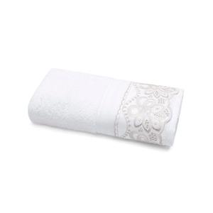 Toalha de Rosto Bouton Cristal com Renda Fiori 100% Algodão - Branca