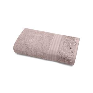 Toalha de Banho Gigante Bouton Cristal 100% Algodão com Renda Fiori - Bege