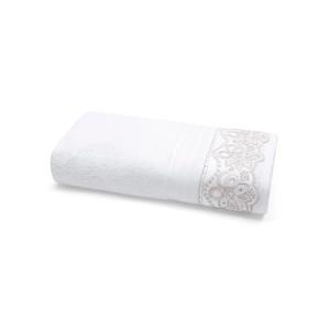 Toalha de Banho Gigante Bouton Cristal 100% Algodão com Renda Fiori - Branca