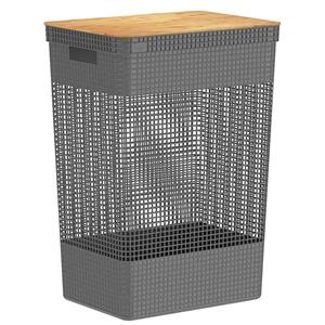 Cesto de Roupas Martiplast Grid em Polipropileno com Tampa 49L - Chumbo