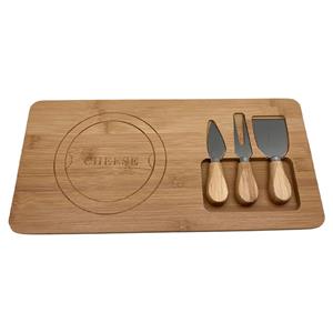 Conjunto para Queijo Dayhome Zahav Retangular em Bambu 4 Peças