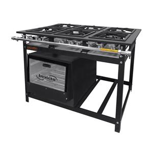 Fogão Industrial 6 Bocas Invicto Super Luxo com Forno - Preto