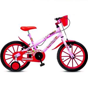 Bicicleta Aro 16 Colli Moranguinho em Aço Carbono Freio V-Brake com Cesta - Rosa