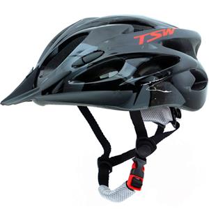 Capacete para Ciclista TSW MTB Raptor II com Led Preto/Vermelho - G