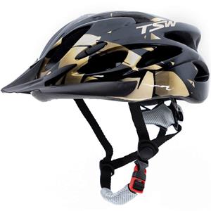 Capacete para Ciclista TSW MTB Raptor II com Led Preto/Dourado - M