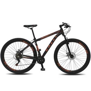 Bicicleta Aro 29 Colli Atalanta em Alumínio 21 Marchas com Kit Shimano e Freio a Disco - Preta/Laranja