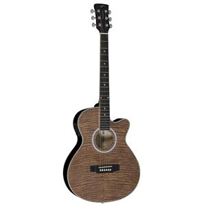 Violão Mini Jumbo Vogga Eletroacústico VCE330 Cordas de Aço - Mogno Flamejado