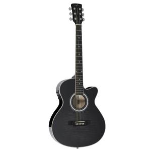 Violão Mini Jumbo Vogga Eletroacústico VCE330 Cordas de Aço - Preto Rajado