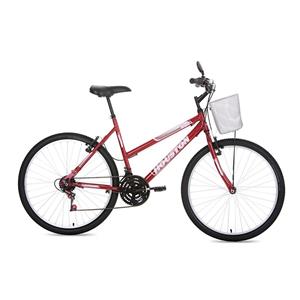 Bicicleta Aro 26 Houston Foxer Maori 21 Marchas com Cesta e Freio V-Brake - Vermelha