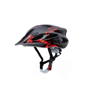 Capacete para Ciclista TSW MTB Raptor II com Led Preto/Vermelho - G