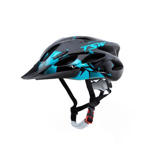 Capacete para Ciclista TSW MTB Raptor II com Led Preto/Azul - G