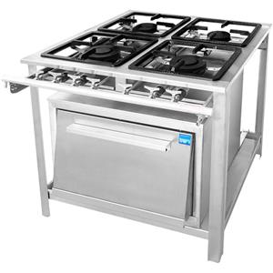 Fogão Industrial 4 Bocas Tron com Forno Grelha 30x30 - Inox