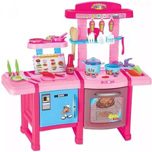 Kit Cozinha Completa Infantil Baby Style com Bancada Geladeira Fogão Luz - Rosa