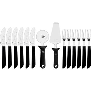Kit Pizza Tramontina 14 Peças com Lâminas em Aço Inox - Preto