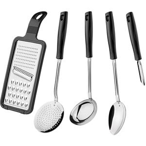Jogo de Utensílios Tramontina Easy em Aço Inox 5 Peças - Preto