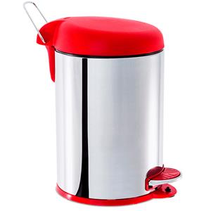 Lixeira Brinox Decorline em Aço Inox com Pedal 5L Vermelha