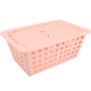 Cesta Organizadora Brinox One Grande em Polipropileno com Tampa - Rosa Blush