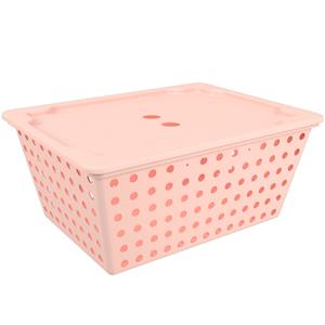 Cesta Organizadora Brinox One Maxi em Polipropileno com Tampa - Rosa Blush