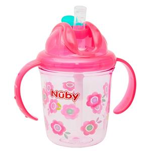 Copo Infantil Nûby Tritan com Alça Canudo - Rosa