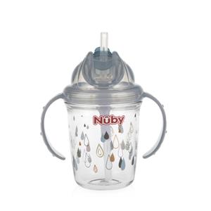 Copo Infantil Nûby Tritan com Alça Canudo - Cinza