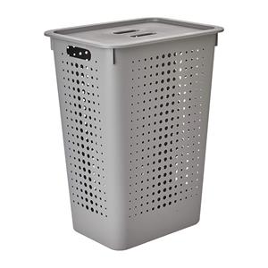 Cesto de Roupas Martiplast em Polipropileno com Tampa 47L - Chumbo