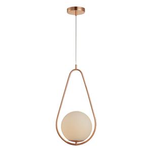 Luminária Pendente Avant Pérola Gota em Vidro 1 Lâmpada Acabamento Cobre Brilho - Bivolt
