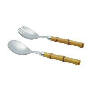 Jogo de Talheres para Salada Rojemac Lyor Bambu Luxo 2 Peças - Natural