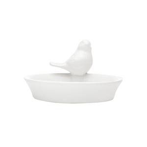 Prato Decorativo Rojemac Lyor em Cerâmica com Pássaro Branco - 13cm