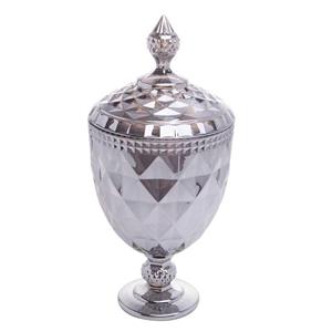 Bomboniere Lyor Diamond em Cristal com Pé Cinza Metalizado - 32cm