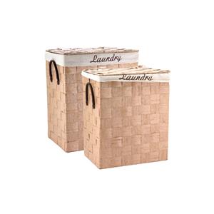 Jogo Cesto de Roupa GS Laundry em Fibra com Tampa 2 Peças - Natural