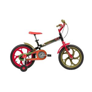 Bicicleta Aro 16 Caloi Power Rex em Aço Freio Cantilever - Laranja/Musgo