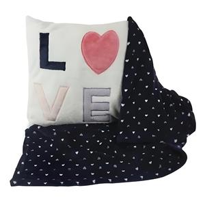 Manta Almofada Jolitex Flannel Bordado Love