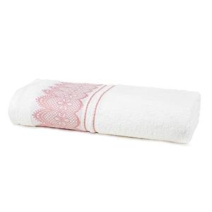 Toalha de Rosto Santista Platinum Blanc 100% Algodão - Branco/Rosa