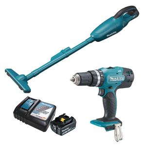 Parafusadeira Furadeira de Impacto Makita KITDHP453 à Bateria 18V com Aspirador de Pó