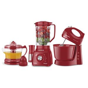 Conjunto Especial Mondial KT105R com Liquidificador Batedeira Espremedor Vermelho - 220V