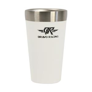 Copo Térmico Bravo Racing 473ml em Aço Inox - Branco