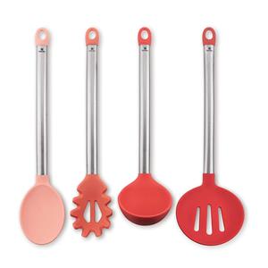 Jogo de Utensílios Mundial Hercules Trendy em Silicone 4 Peças - Rosa