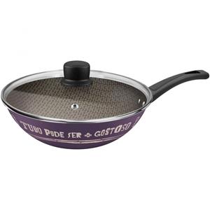 Frigideira Rochedo Wok Viva em Alumínio Revestimento Antiaderente com Tampa 3,5L - Roxa