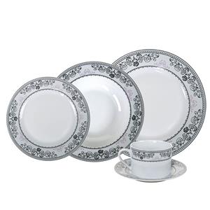 Aparelho de Jantar Etilux Daniela em Porcelana 30 Peças - Branco/Preto