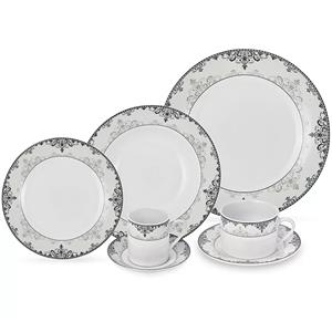 Aparelho de Jantar Etilux Liliana em Porcelana 42 Peças - Branco/Preto