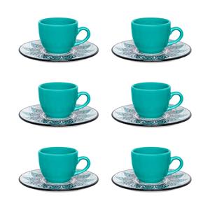 Jogo de 6 Xícaras para Café Oxford Coup Serene em Porcelana com Pires 75ml