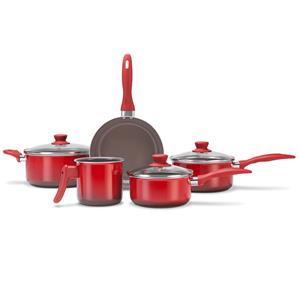 Jogo de Panelas Brinox Ceramic Life Smart Easy em Alumínio com Revestimento Cerâmico 5 Peças - Vermelho