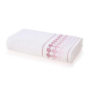 Toalha de Banho Karsten Dilan 98% Algodão - Branca/Rosa