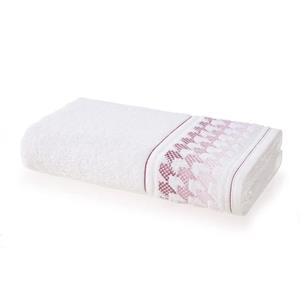 Toalha de Rosto Karsten Dilan 98% Algodão - Branca/Rosa
