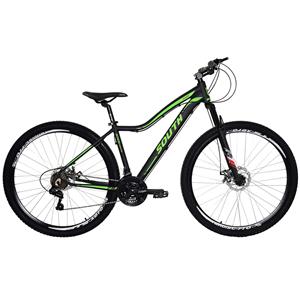 Bicicleta Aro 29 South Bike Schon em Alumínio 21 Marchas com Kit Shimano Freio a Disco - Preto/Verde